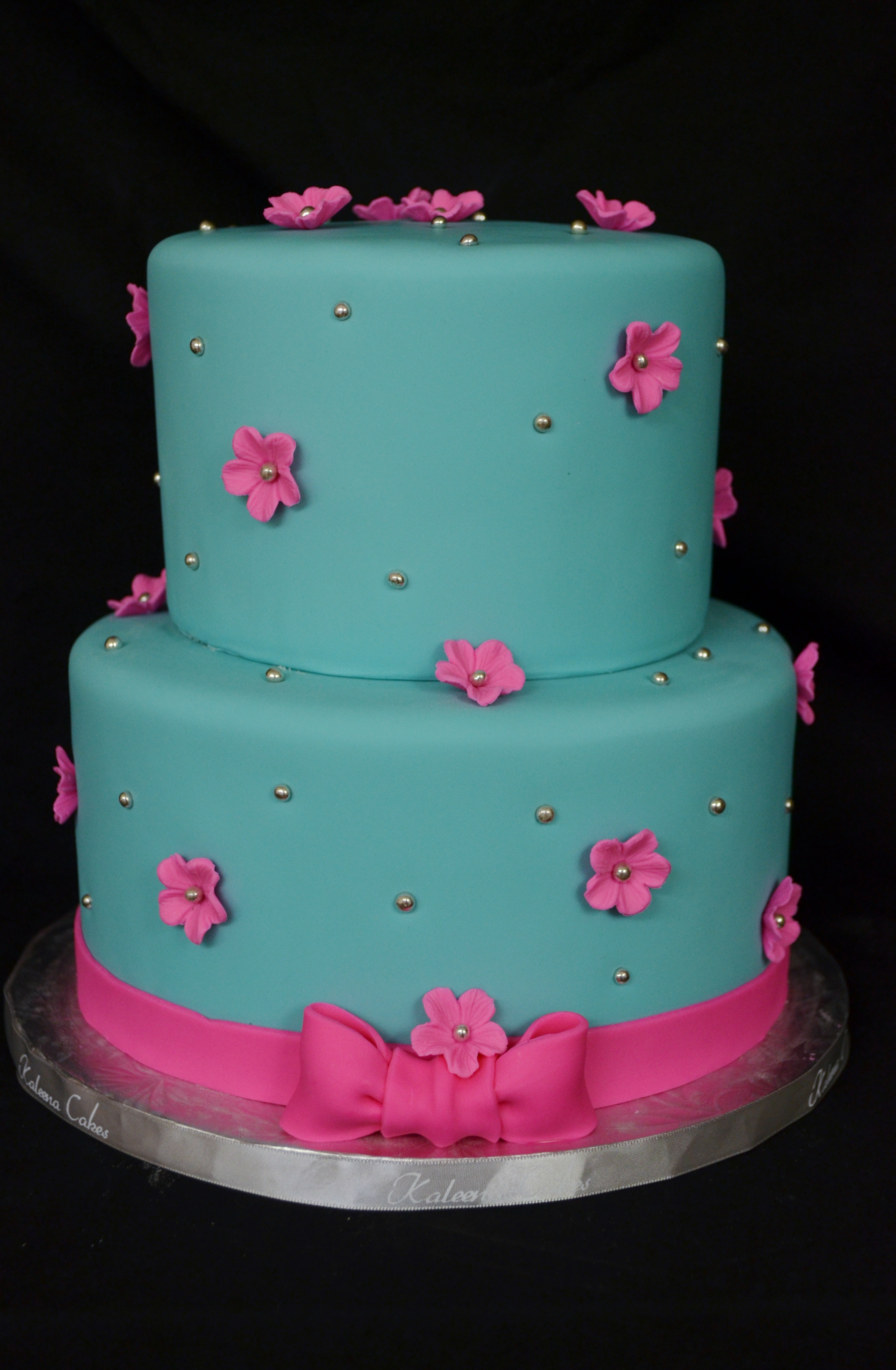 Teal and Pink Birthday Cake Teal and Pink Birthday Cake