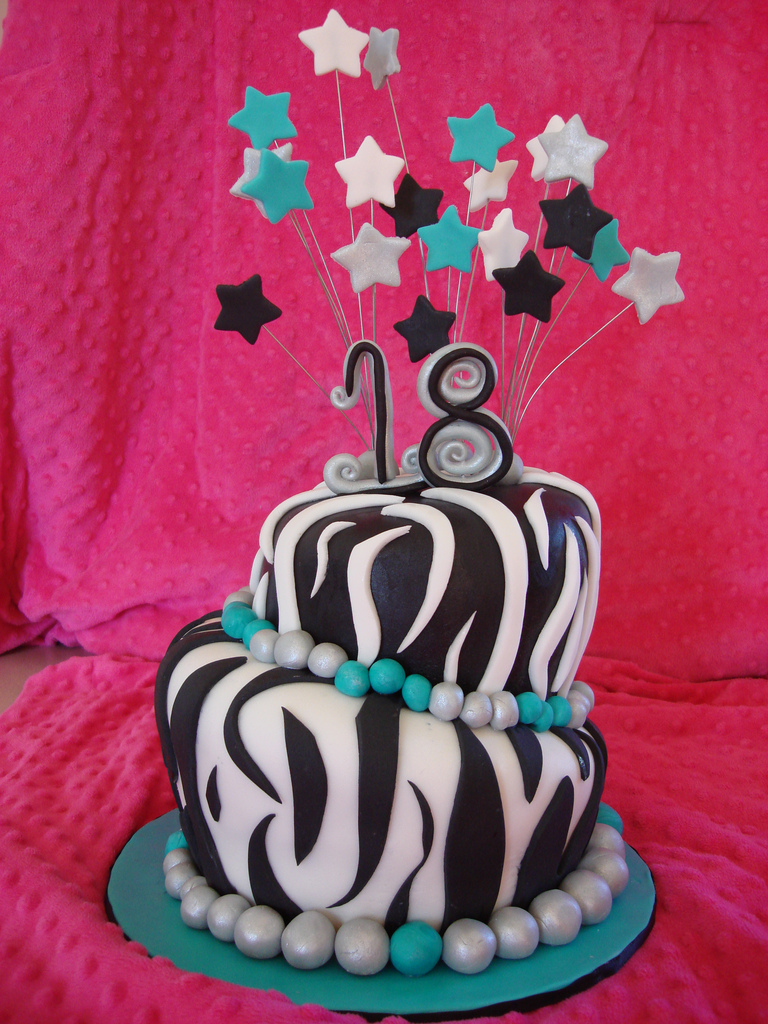 Zebra Print 18th Birthday Cake Zebra Print 18th Birthday Cake