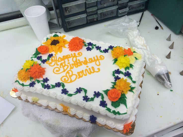 Sheet Cake with Orange Flowers Sheet Cake with Orange Flowers
