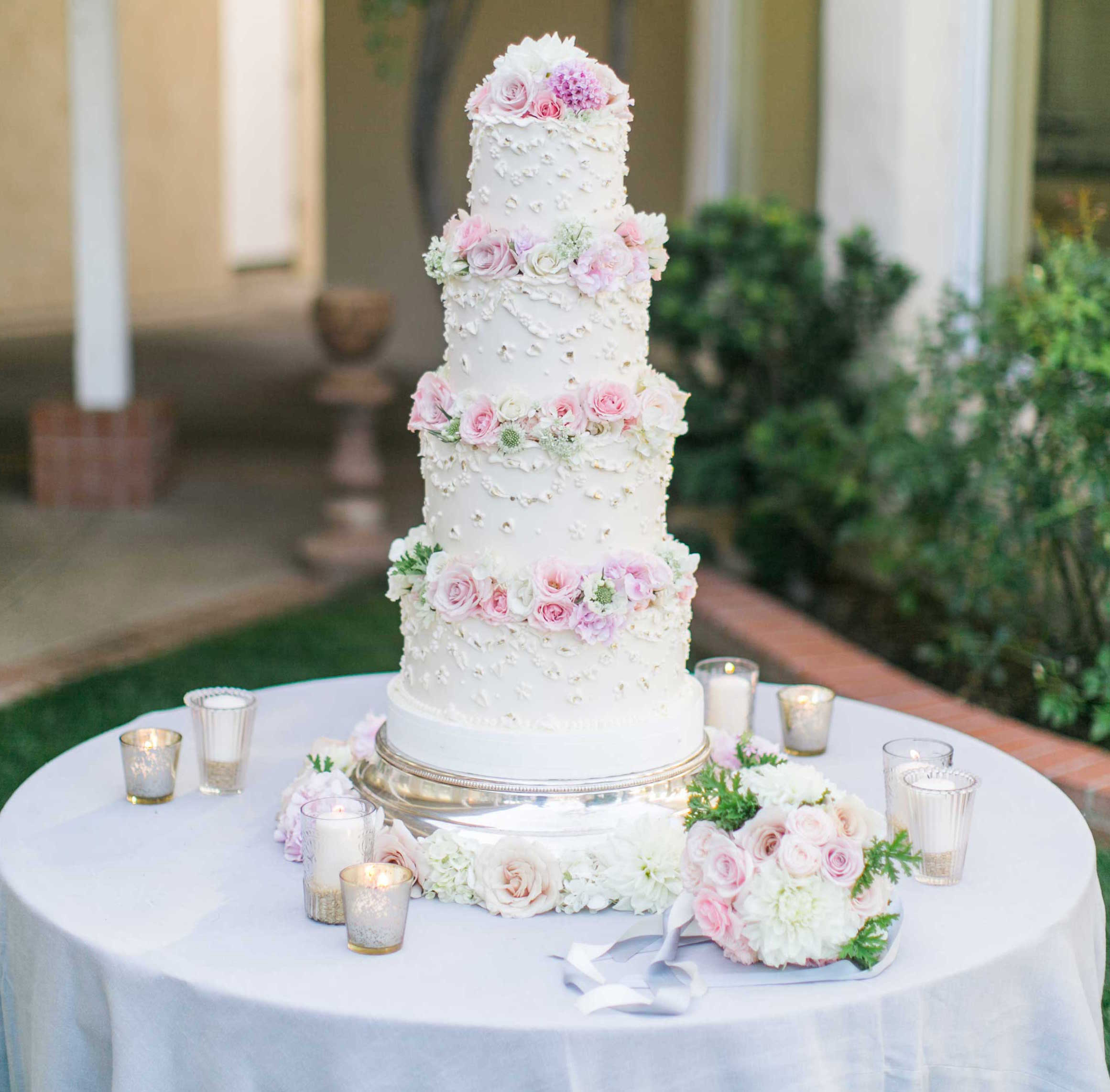 Wedding Cake with Fresh Flowers