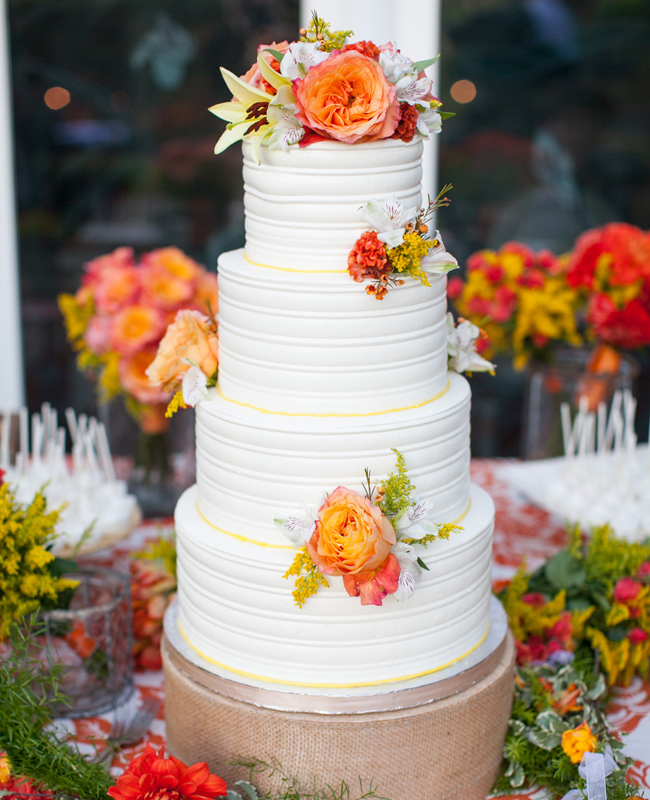 Wedding Cake with Fresh Flowers