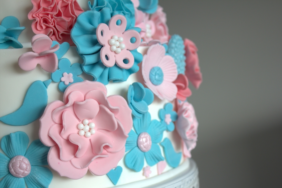 Pink and Teal Wedding Cake Pink and Teal Wedding Cake