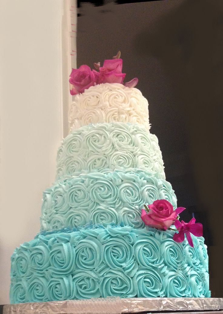 Pink and Teal Wedding Cake Pink and Teal Wedding Cake