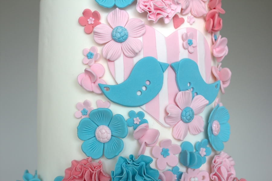 Pink and Teal Wedding Cake Pink and Teal Wedding Cake