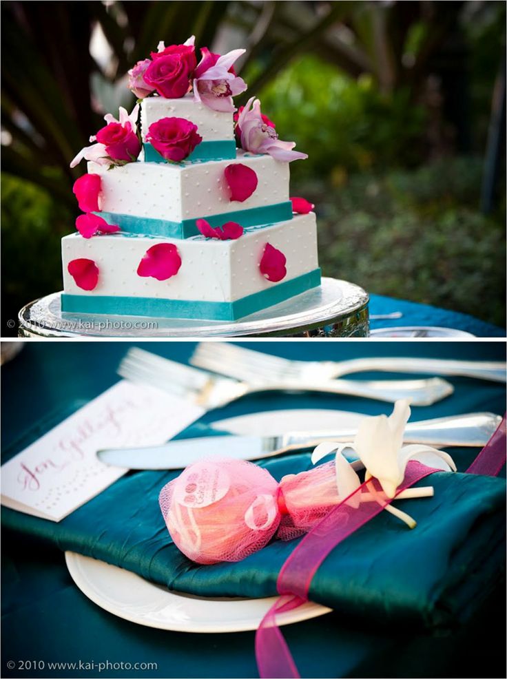 Teal and Fuschia Wedding Cake Teal and Fuschia Wedding Cake