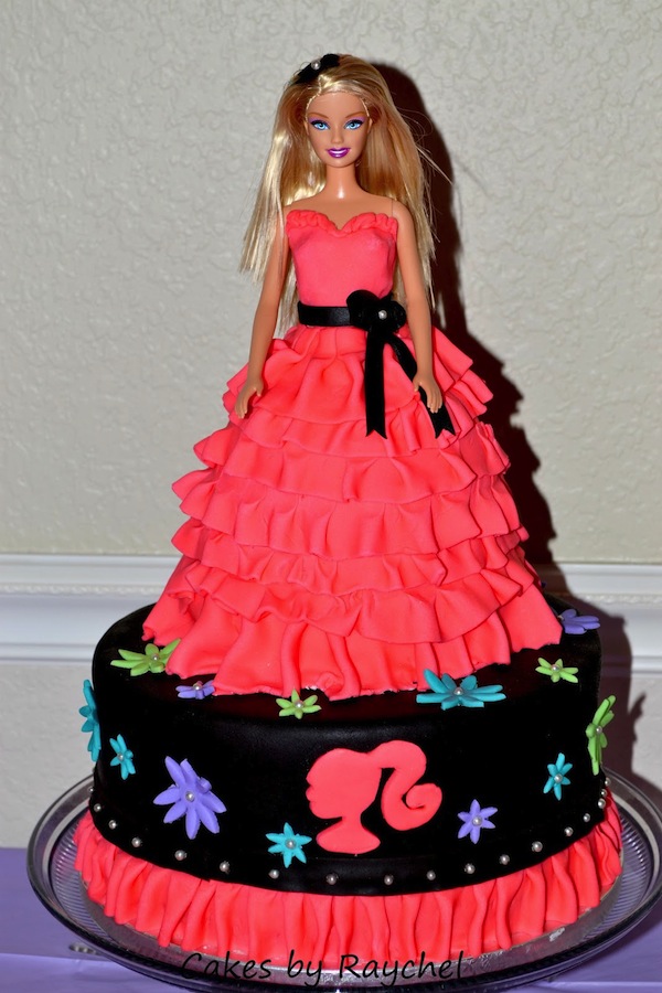 Barbie cake chocolate with Nutella filling! #barbiecakes #cakesforkids  #cakesforgirls #chocolatecake