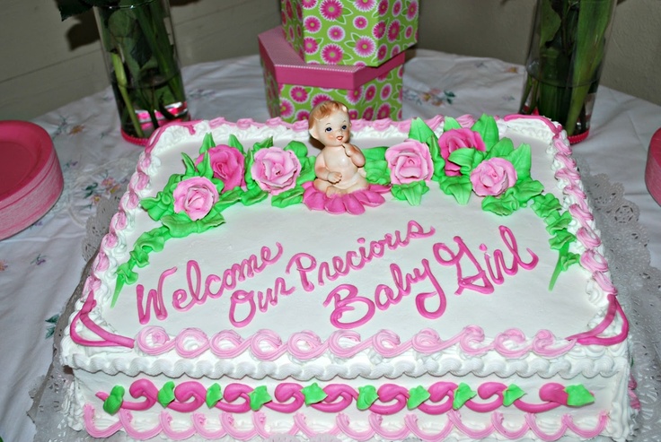 Pink and Green Baby Shower Sheet Cake Pink and Green Baby Shower Sheet Cake
