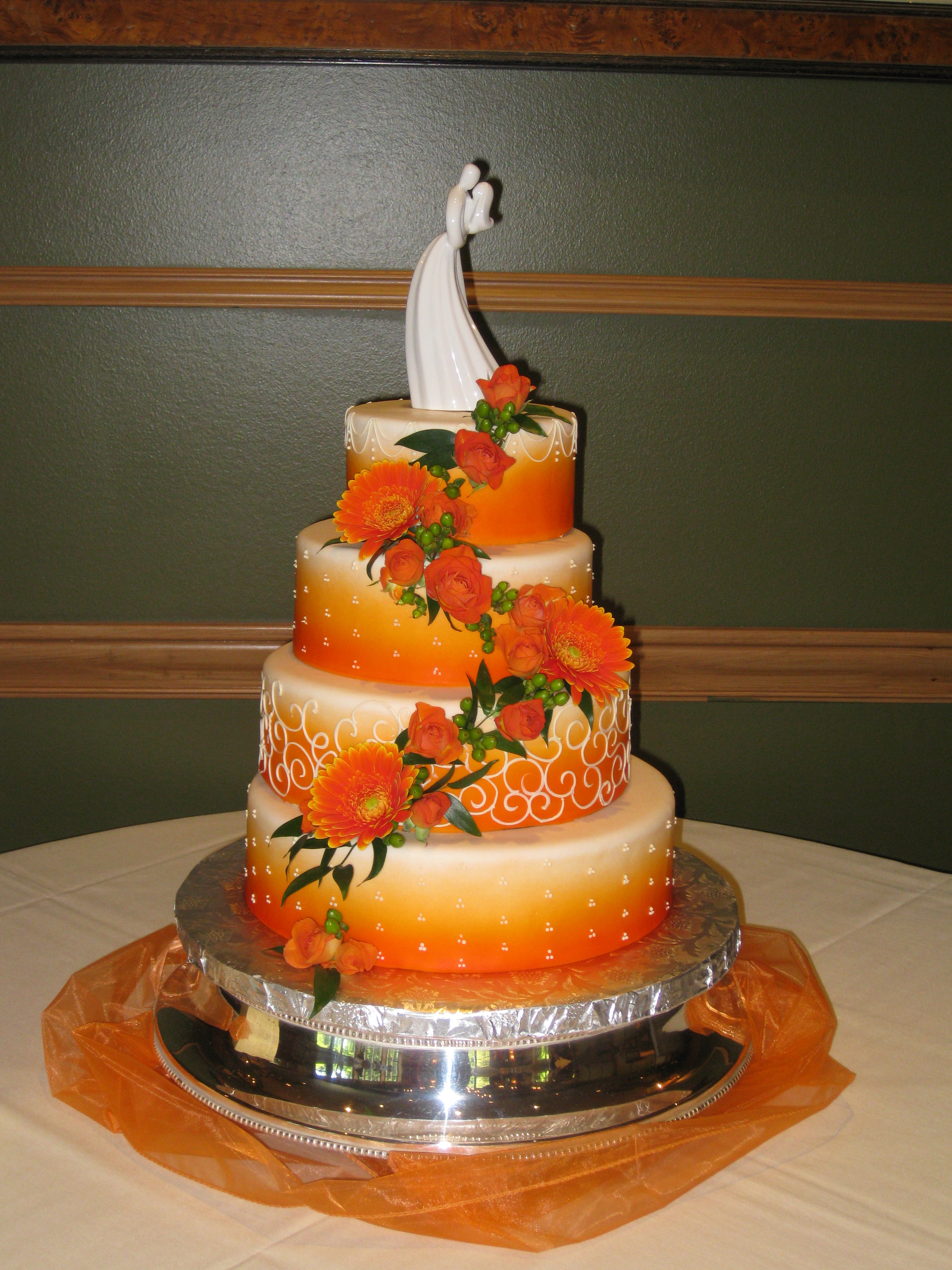 Wedding Cake with Orange Flowers Wedding Cake with Orange Flowers
