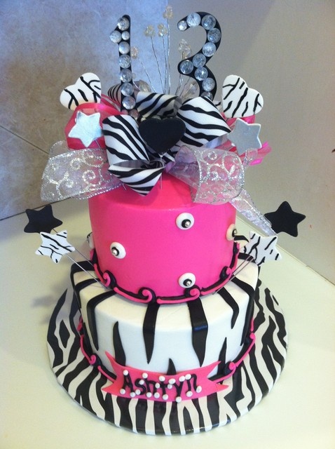 Zebra Print 13th Birthday Cake Zebra Print 13th Birthday Cake