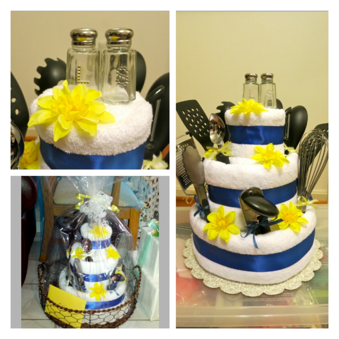 Bridal Shower Towel Cake with Utensils Bridal Shower Towel Cake with Utensils