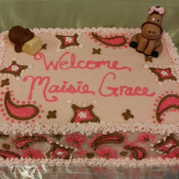 Cowgirl Baby Shower Sheet Cake Cowgirl Baby Shower Sheet Cake