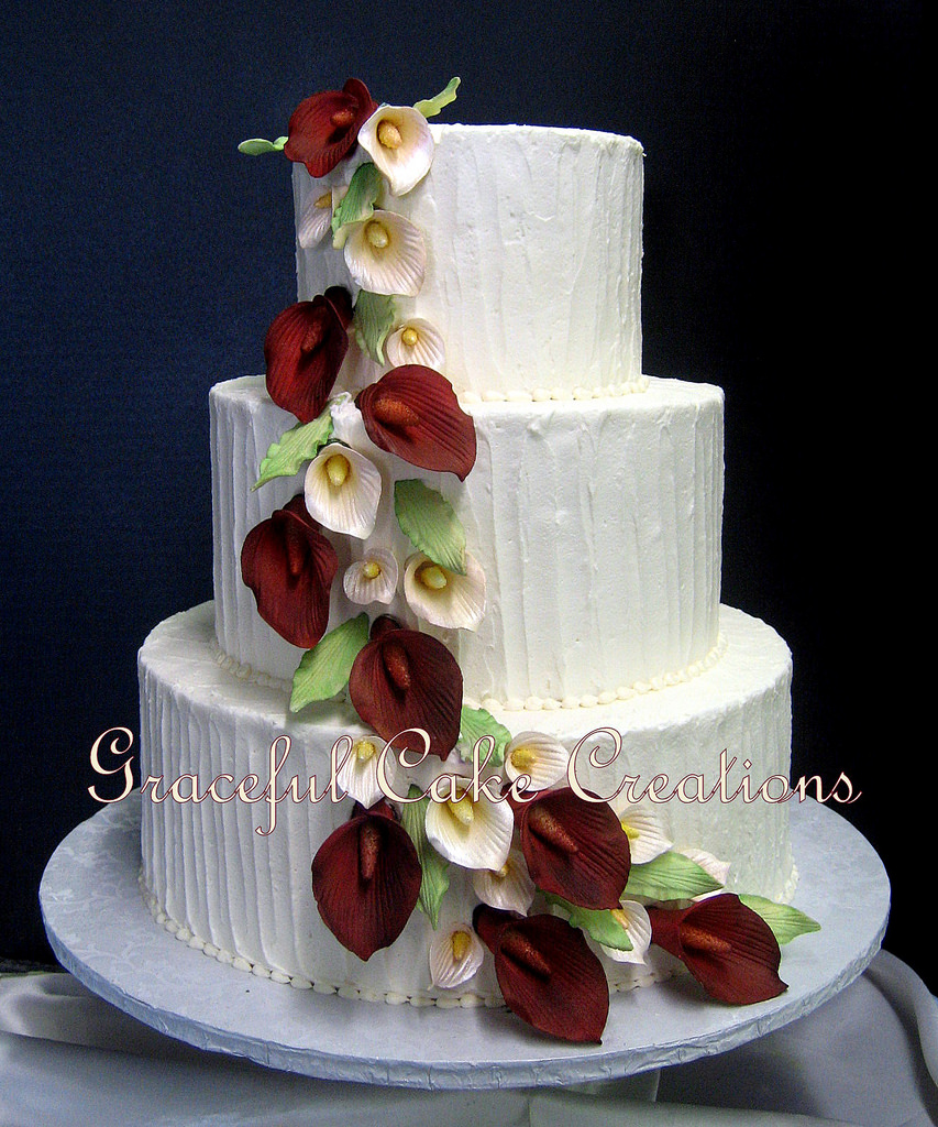 Burgundy and Cream Rustic Wedding Cake Burgundy and Cream Rustic Wedding Cake