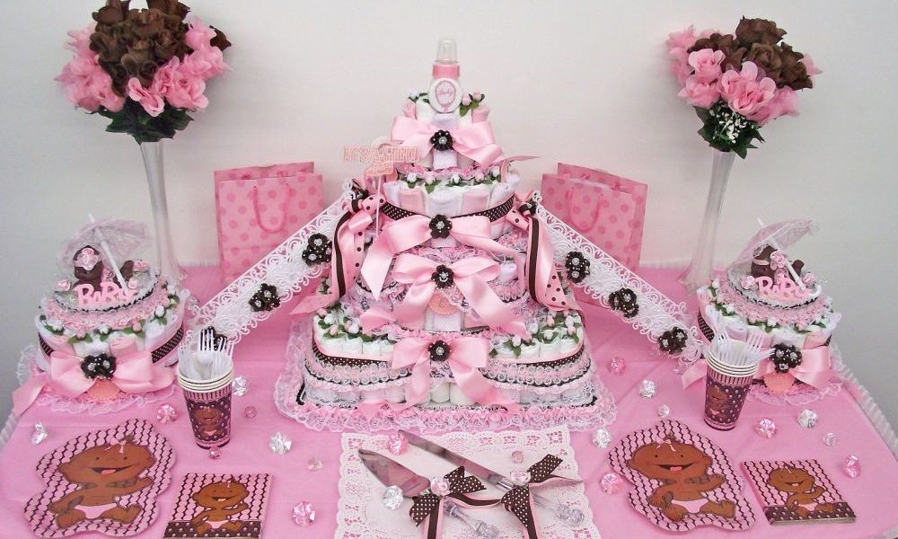 Pink and Brown Baby Shower Sheet Cake Pink and Brown Baby Shower Sheet Cake