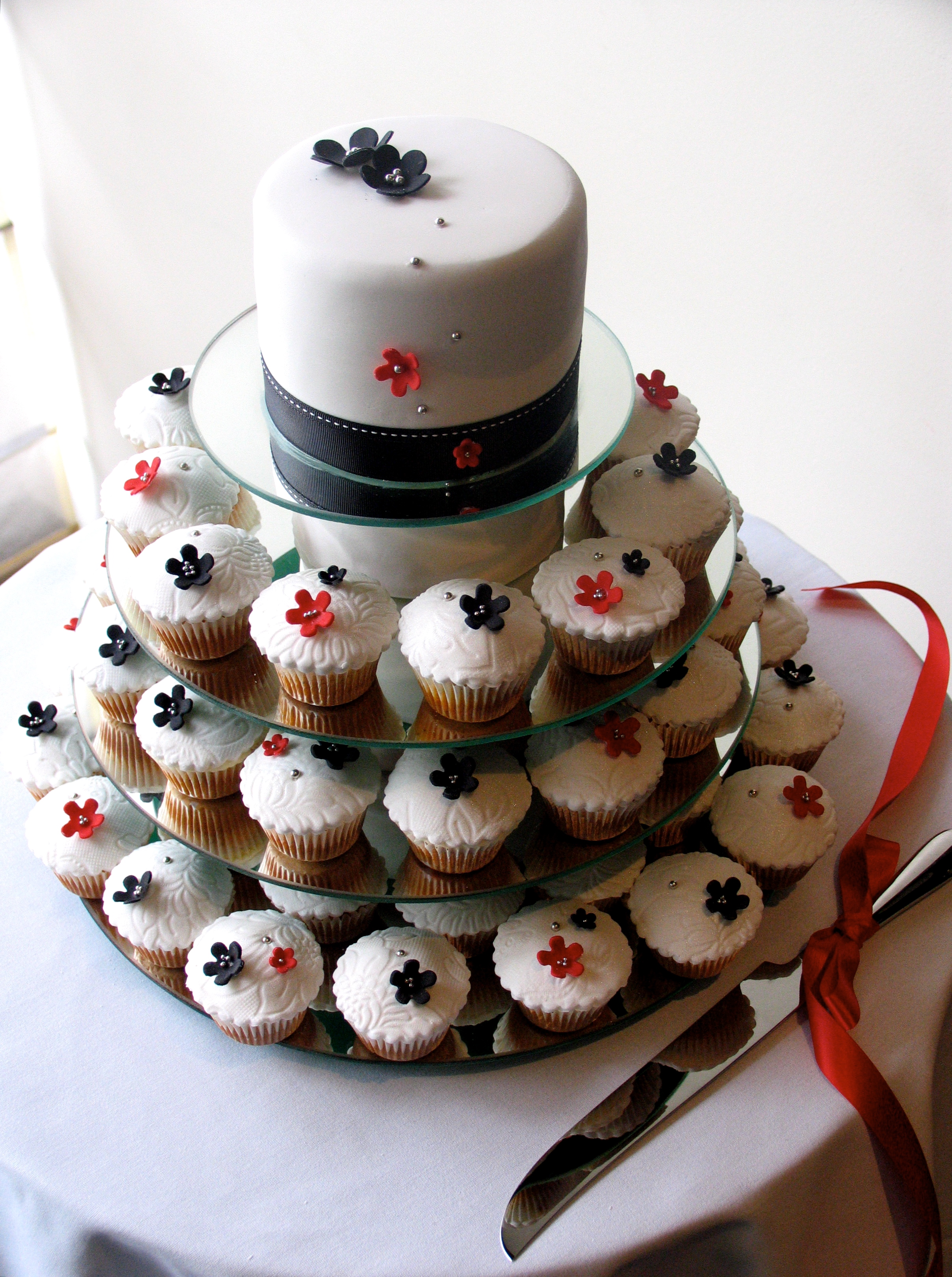 Wedding Cake White with Red Accents Wedding Cake White with Red Accents