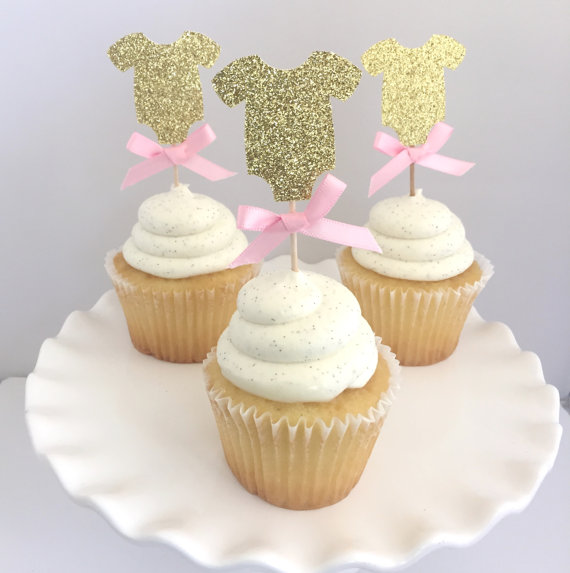 9 Girl Baby Shower Cupcakes Pink And Gold Photo Gold And Pink