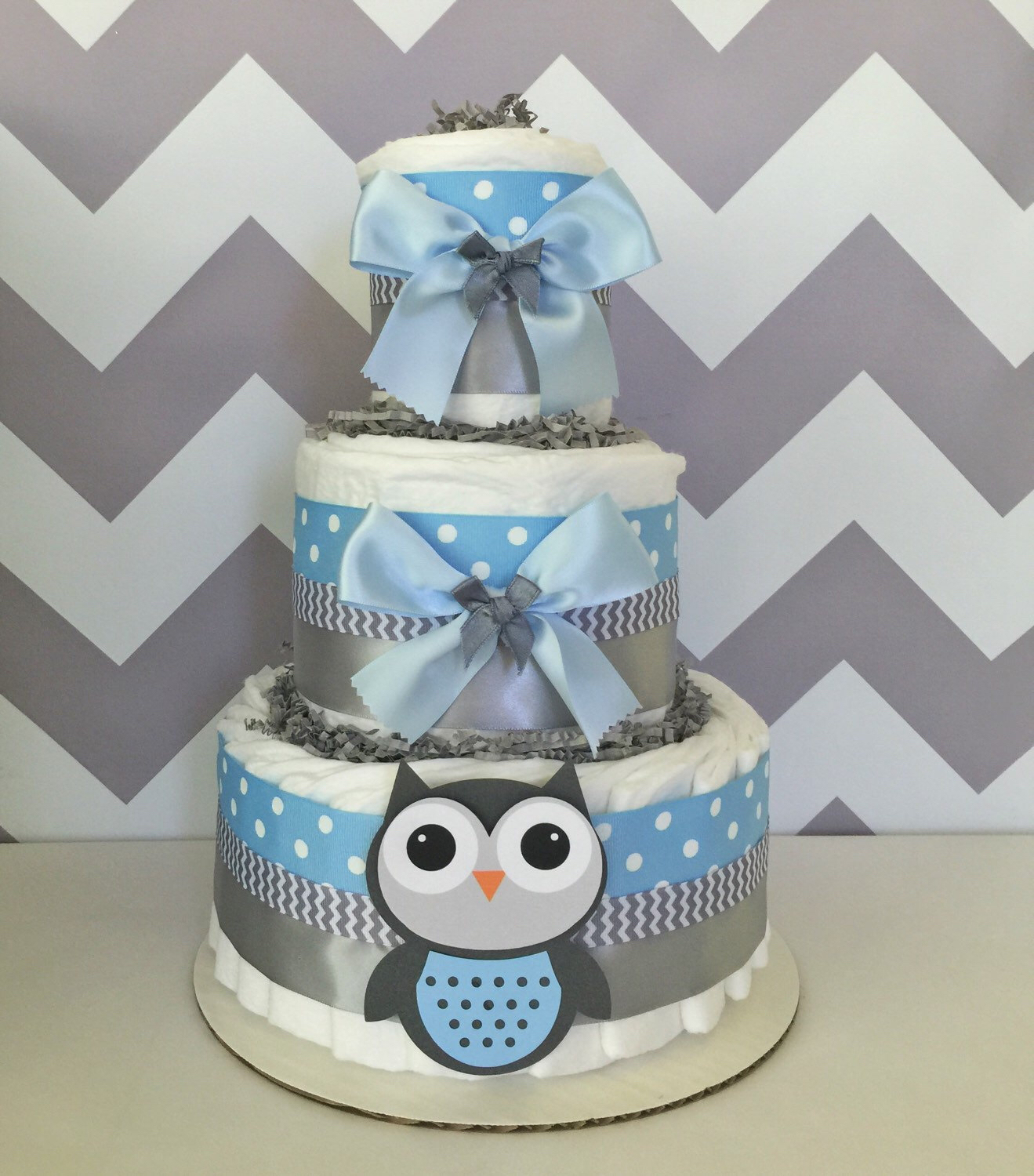13 Blue And Grey Diaper Cakes Photo Gray Baby Boy Showers Owl Diaper Cake Baby Shower Decorations