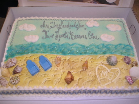 Beach Theme Bridal Shower Sheet Cake