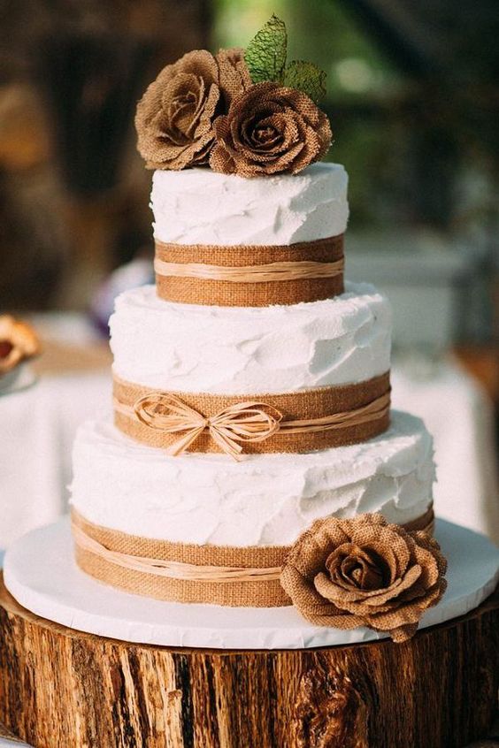 Rustic Burlap Wedding Cake Rustic Burlap Wedding Cake