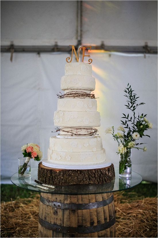 Rustic Lace Wedding Cake Rustic Lace Wedding Cake