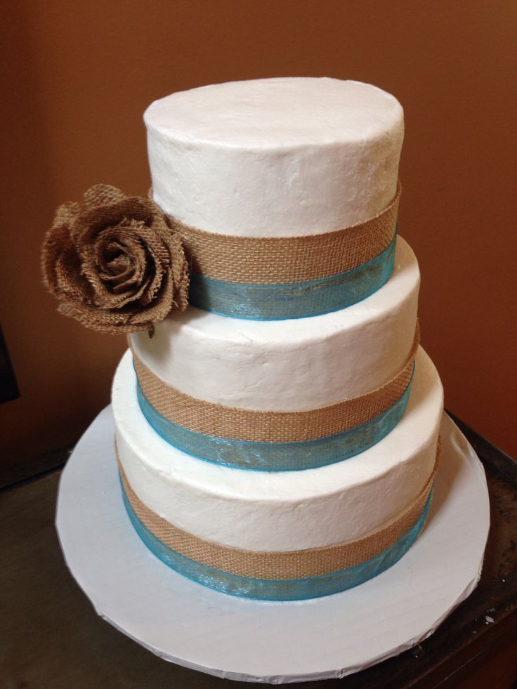 11 Teal And Burlap Wedding Cakes Photo White Cake Teal And Burlap Wedding Cake