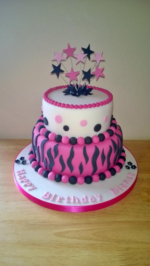 Black White Pink Birthday Cake Black White Pink Birthday Cake