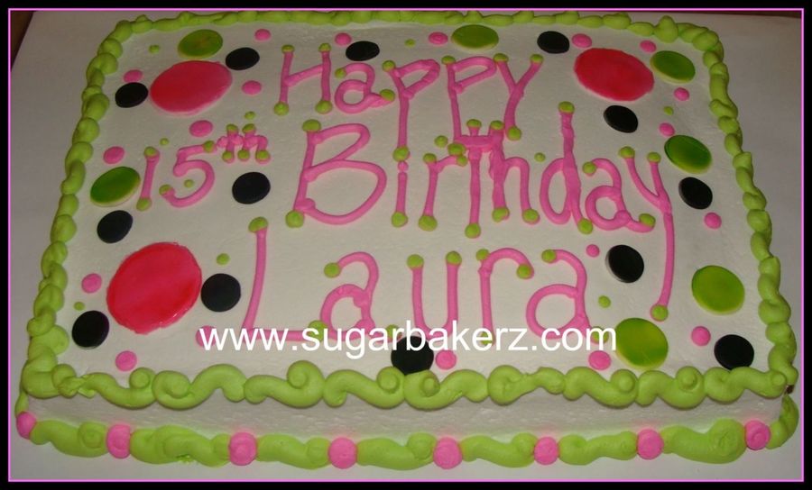 Pink Polka Dot Birthday Sheet Cake Pink Polka Dot Birthday Sheet Cake