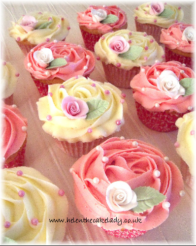 Wedding Cupcakes White Cake with Pink Roses Wedding Cupcakes White Cake with Pink Roses