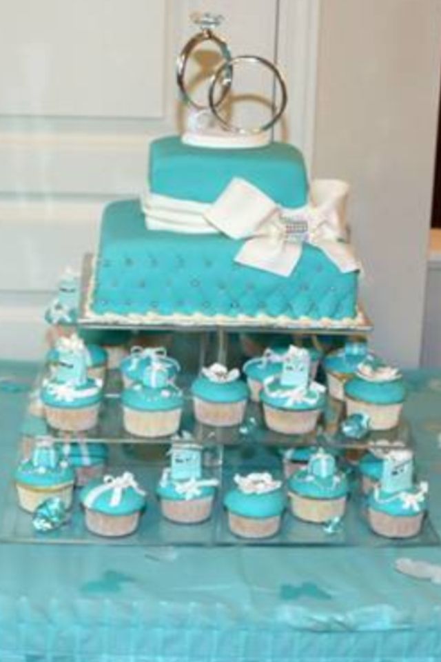 Blue Bridal Shower Cakes and Cupcakes Blue Bridal Shower Cakes and Cupcakes