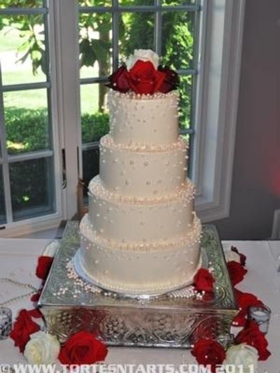 Red Rose and Pearl Wedding Cakes Red Rose and Pearl Wedding Cakes