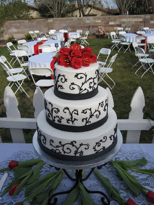 Red White and Black Wedding Cake