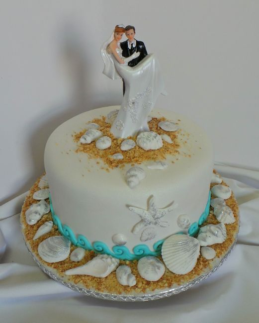 11 2 Tier Beach Wedding Cakes Photo Beach Theme Wedding Cake 2