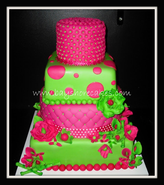 Hot Pink and Green Wedding Cake Hot Pink and Green Wedding Cake