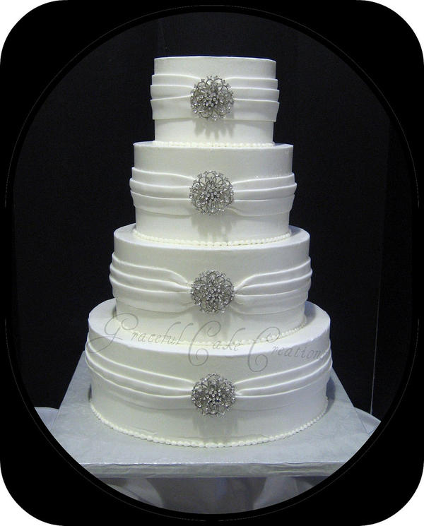 Elegant White and Silver Wedding Cake Elegant White and Silver Wedding Cake