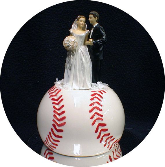 Baseball Wedding Cake Topper Bride Groom
