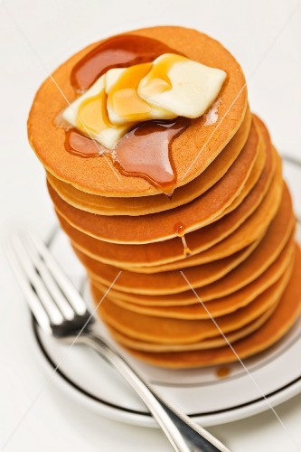 Stack of Pancakes with Syrup and Butter Stack of Pancakes with Syrup and Butter