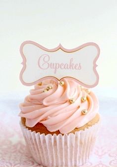 Pink and Gold Glitter Cupcake with Frosting