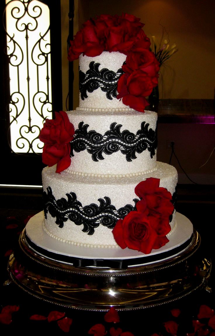Stunning Red White And Black Wedding Cake Contemporary Styles 7 Black And Red Wedding Cakes Ideas Photo White