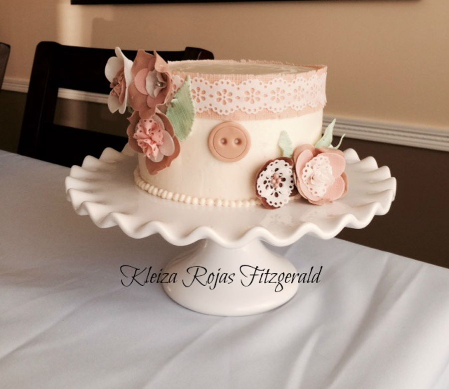 Vintage Shabby Chic Bridal Shower Cake Vintage Shabby Chic Bridal Shower Cake