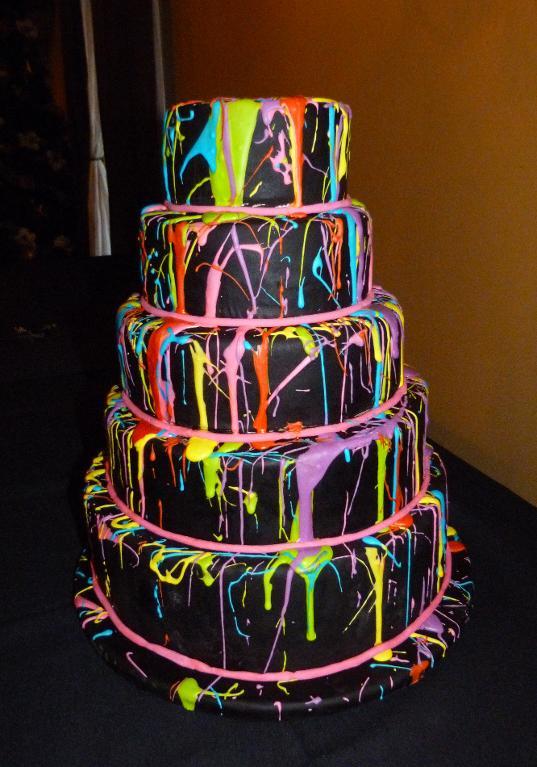 Neon Paint Splatter Cake
