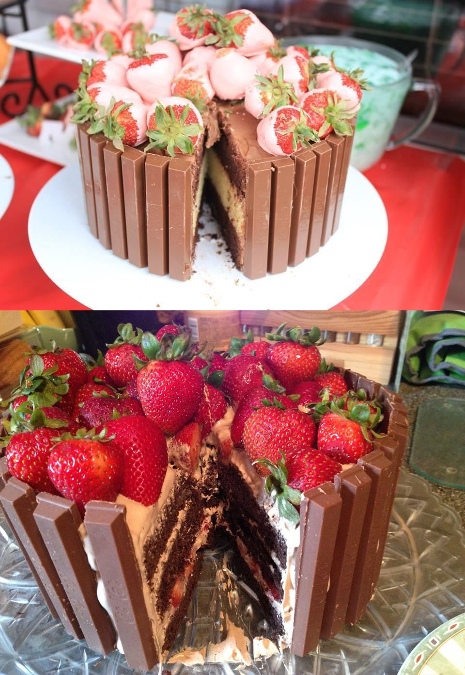 Strawberry Chocolate Kit Kat Birthday Cake