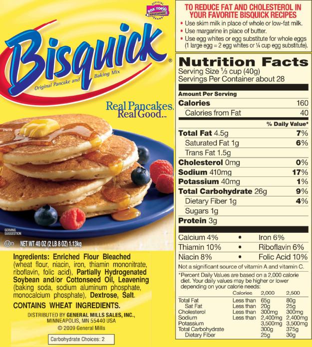Bisquick Pancake Label