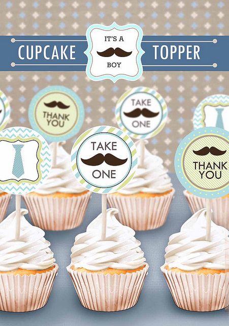 Free Printable Mustache Cupcake Toppers