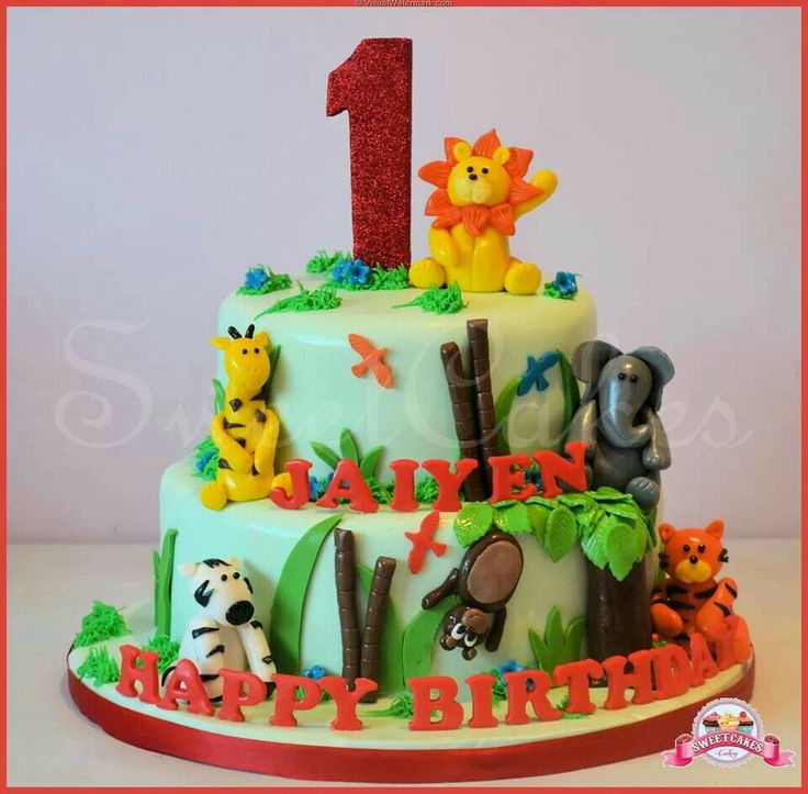 Jungle Theme 1st Birthday Cake Jungle Theme 1st Birthday Cake