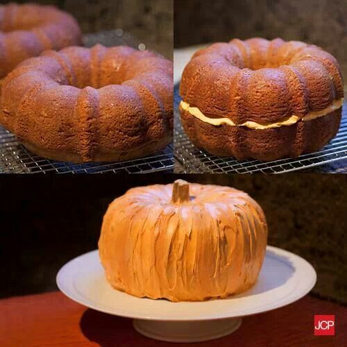 7 Photos of Made With Bundt Cakes Into Ice Cream Cone Stem Pumpkin