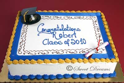 Blue and Gold Graduation Sheet Cake Blue and Gold Graduation Sheet Cake
