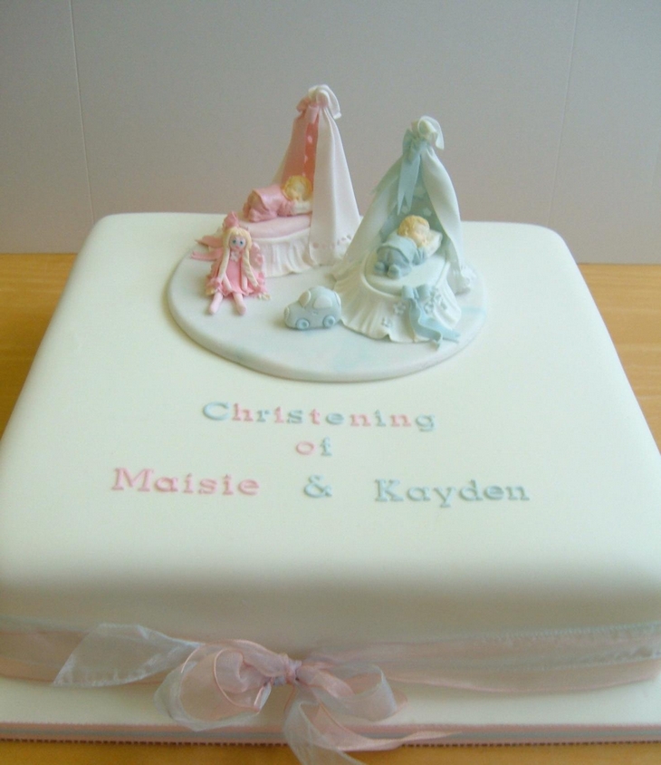 Christening Baptism Cakes Twins Christening Baptism Cakes Twins