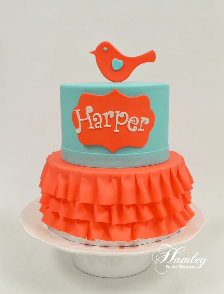 Coral and Teal Baby Shower Cake Coral and Teal Baby Shower Cake