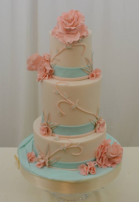 Coral and Teal Cake Coral and Teal Cake