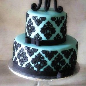 Damask Baby Shower Cake Damask Baby Shower Cake