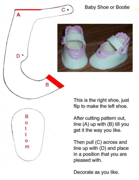 Fondant Baby Shoe Template for Shoes